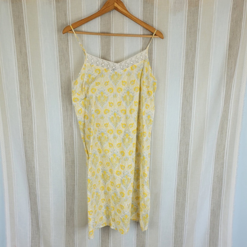 Talbots 100% Cotton Robe Pajamas Dress Set Pastel Yellow Size Large Matching - Picture 2 of 14